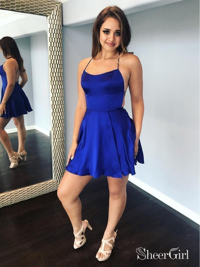 Sexy Backless Green Mini Homecoming Dresses Short Satin Cocktail Party Dress ARD1474-SheerGirl
