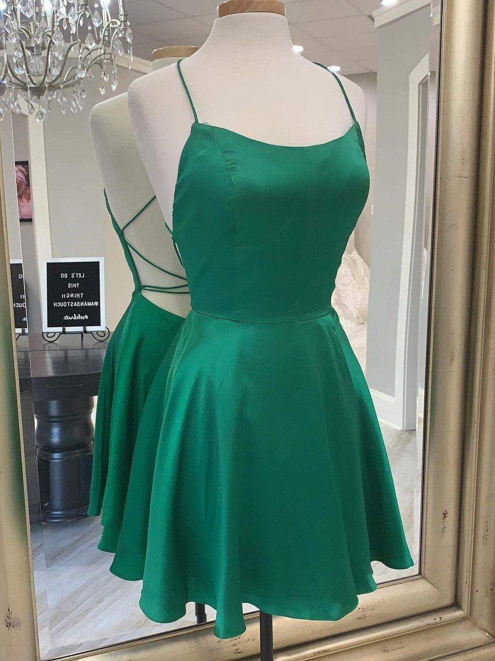 Sexy Backless Green Mini Homecoming Dresses Short Satin Cocktail Party Dress ARD1474 Sexy Backless Green Mini Homecoming Dresses Short Satin Cocktail Party Dress ARD1474