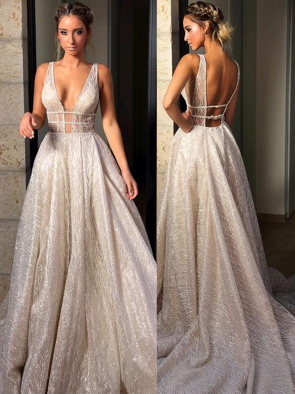 Sexy Ball Gown Wedding Dress Sequin Beaded Nude Vintage Wedding Dresses AWD1050-SheerGirl