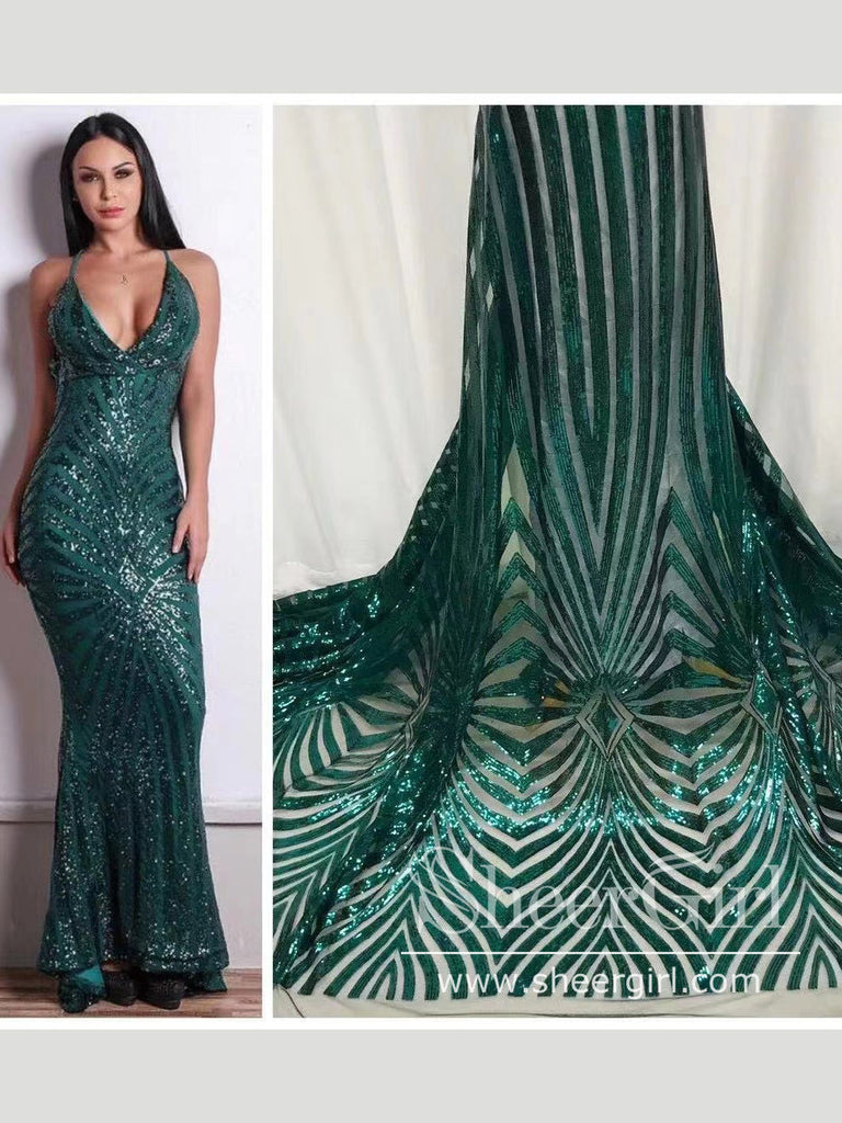 Sexy Mermaid Prom Dresses Stripe Printed Backless Formal Dresses APD3476-SheerGirl