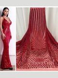 Sexy Mermaid Prom Dresses Stripe Printed Backless Formal Dresses APD3476-SheerGirl