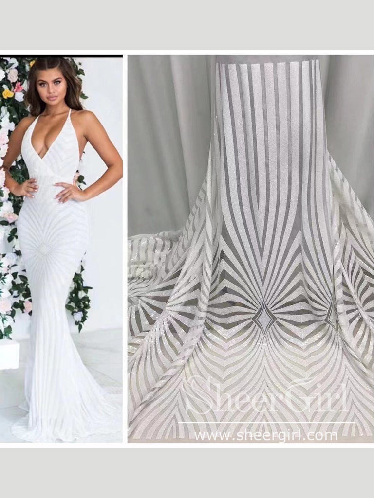 Sexy Mermaid Prom Dresses Stripe Printed Backless Formal Dresses APD3476-SheerGirl