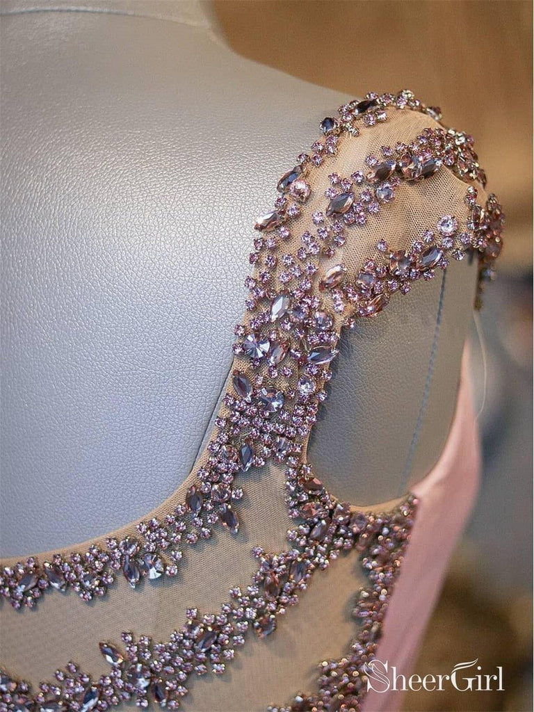 Sexy Open Back Beaded Pink Homecoming Dresses Short Prom Dress ARD1565-SheerGirl