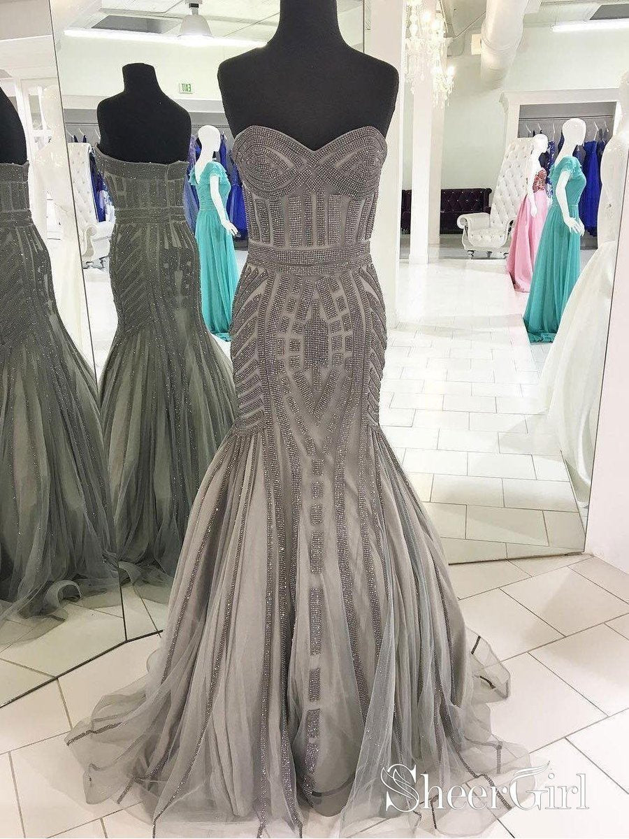 strapless open back dress Sleeveless Navy Strip Formal Dress main image 0