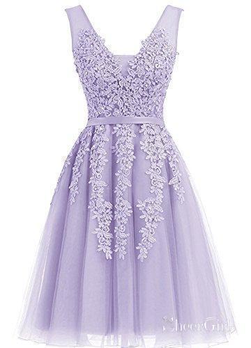 Short Dusty Rose Homecoming Dresses Lace Appliqued Princess Hoco Dress ARD1411