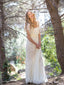 Vestidos de novia de encaje bohemio de manga corta, vestido de novia rústico barato AWD1201