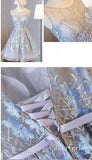 Silver Lace Applique Homecoming Dresses Embroidered Short Prom Dress ARD1496-SheerGirl