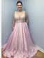 Simple Pink Long Prom Dresses with Pockets Beaded Plus Size Prom Dress ARD2056