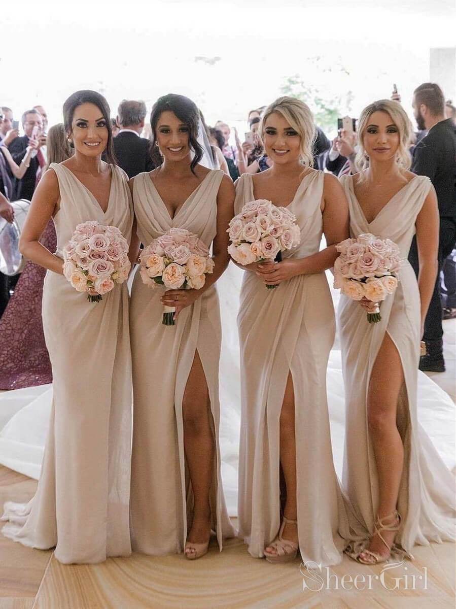 Simple Sheath Cheap Long Bridesmaid Dresses with Slit ARD2081 Simple Sheath Cheap Long Bridesmaid Dresses with Slit ARD2081
