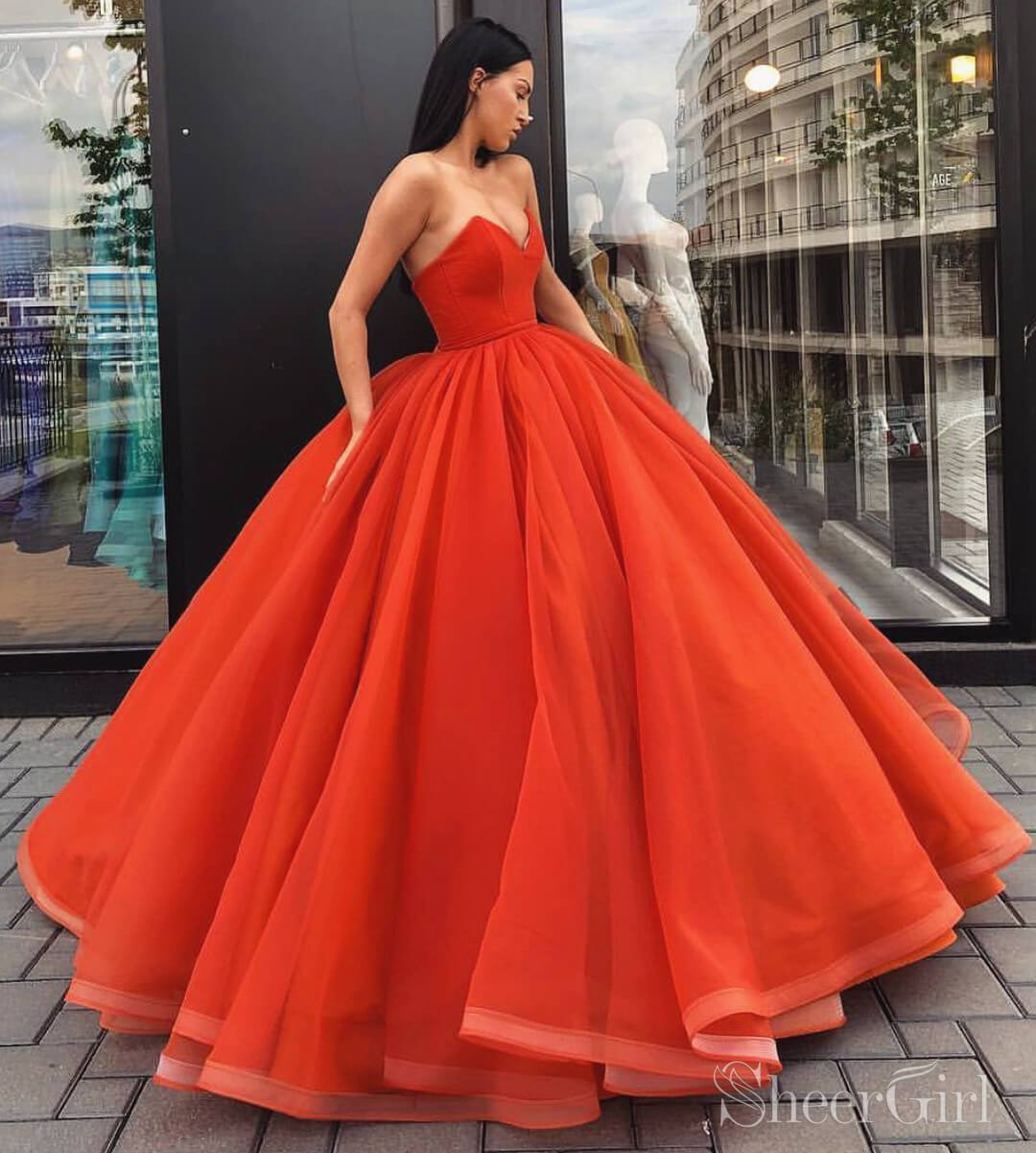 Simple Strapless Ball Gown Prom Dresses Cheap Quinceanera Dress ARD214 –  SheerGirl
