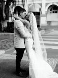 Simple Wedding Gown with Spaghetti Straps Mermaid Wedding Dress AWD1823-SheerGirl