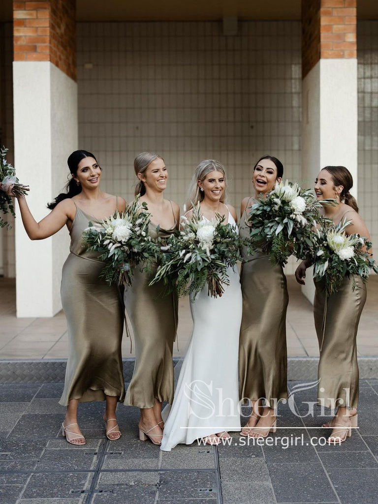 Simple Wedding Gown with Spaghetti Straps Mermaid Wedding Dress AWD1823-SheerGirl