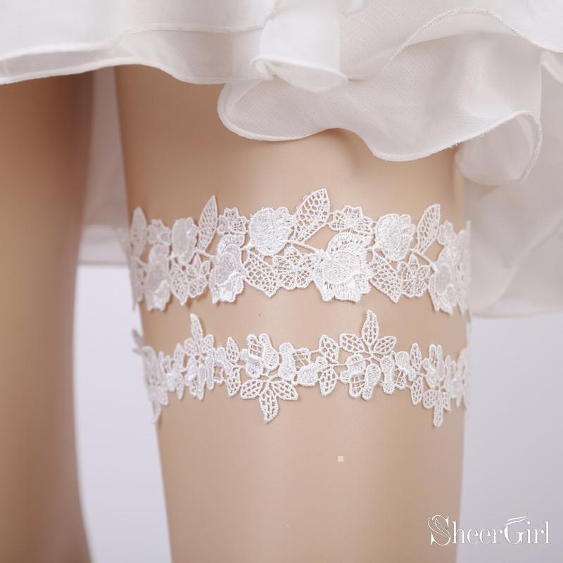 Simple White Lace Wedding Garter Set Stretchy Bridal Garters ACC1013-SheerGirl