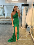 Single Shoulder Sparkly Prom Dresses with Slit Sheath Formal Dress ARD2053B-SheerGirl