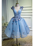 Sky Blue Homecoming Dresses Butterfly Applique Short Homecoming Dress ARD1330-SheerGirl