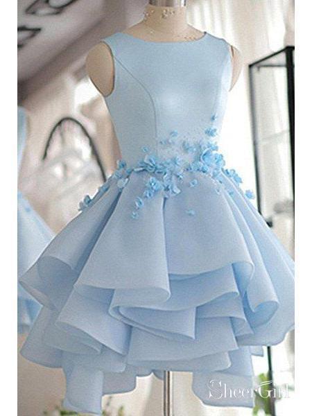 Sky Blue Homecoming Dresses Applique Cheap Cute Homecoming – SheerGirl