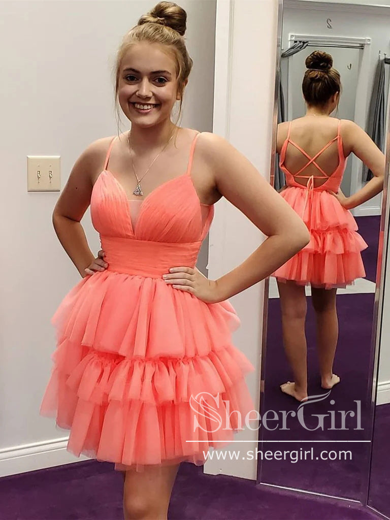 Soft Tulle Short Prom Dress Backless Homecoming Dress ARD2747-SheerGirl