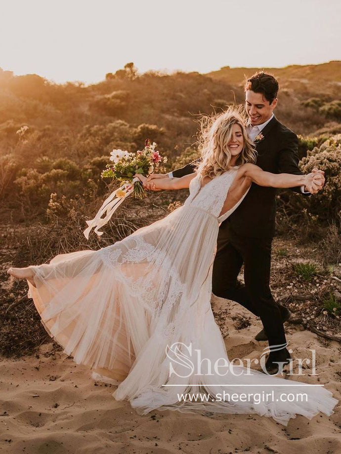 stunning beach wedding dresses Soft Tulle Lace Bridal Dress Dress Floor Length AWD1872 This stunning dress is Minimalist Temptation Color:Wisteria 80 90s Party Clothes