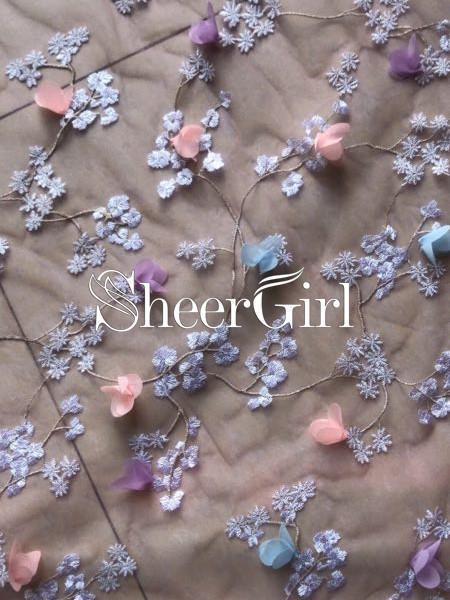 Spaghetti Strap 3D Flower Applique Sky Blue Prom Dresses Ball Gowns ARD1609-SheerGirl