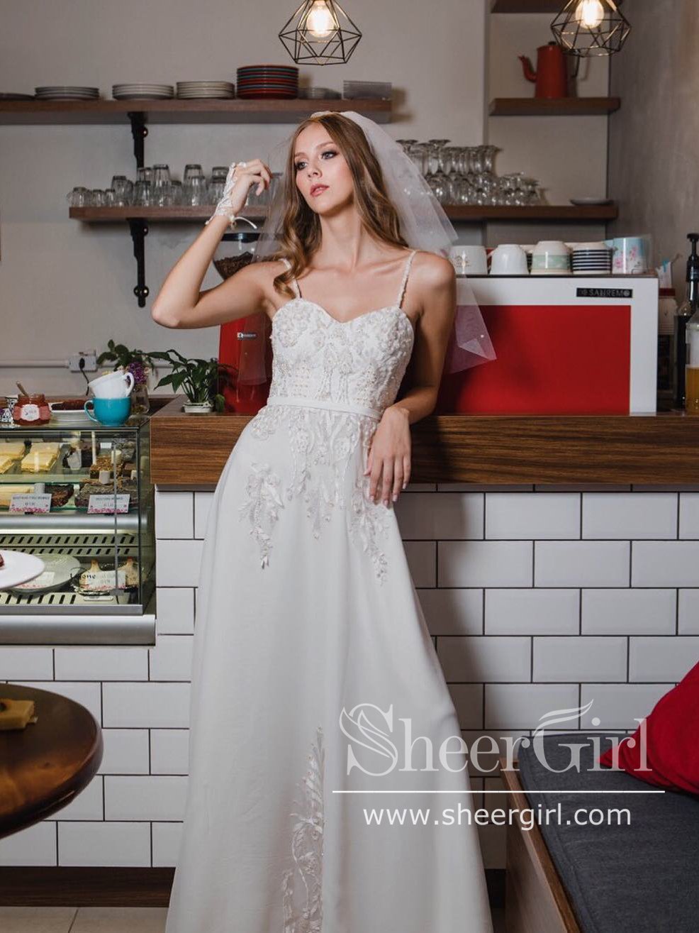Spaghetti Strap Beaded Simple Wedding Gown Ivory Chiffon Rustic Wedding Dress AWD1730 Spaghetti Strap Beaded Simple Wedding Gown Ivory Chiffon Rustic Wedding Dress AWD1730