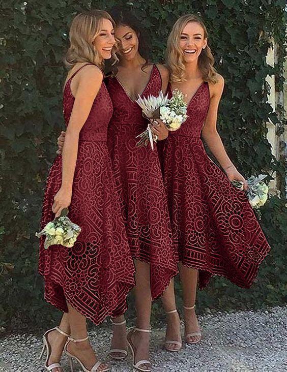 red bridesmaid dresses tea length One Shoulder Satin Floral Print Pleated Maxi Dress S