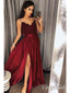Vestidos de fiesta con tirantes finos, vestidos largos de encaje con cuello en V, vestidos de noche con abertura alta, 2018 APD3264
