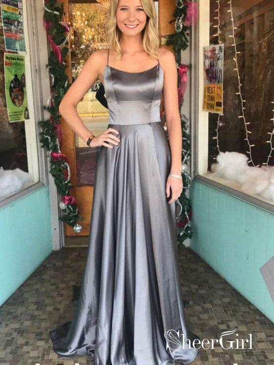 Spaghetti Strap Satin Backless Grey Prom Dresses Cheap Long Formal Dress APD3347 Spaghetti Strap Satin Backless Grey Prom Dresses Cheap Long Formal Dress APD3347