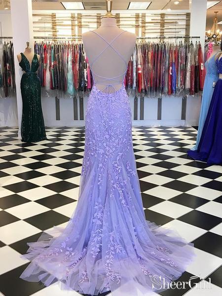Spaghetti Strap Sky Blue Mermaid Prom Dresses Backless Pageant Formal Dress ARD1783-SheerGirl