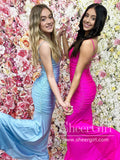 Spaghetti Straps Bateau Neckline Mermaid Long Prom Dress with Rhinestons ARD2705-SheerGirl