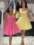 Spaghetti Straps Lace Appliqued Short Prom Dress Mini Homecoming Dress ARD2651-SheerGirl