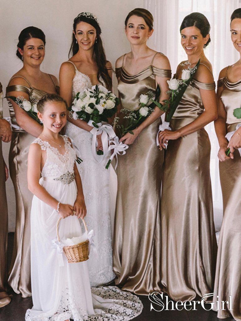 Spaghetti Straps Off Shoulder Sheath Champagne Gold Bridesmaid Dress ARD2488 Spaghetti Straps Off Shoulder Sheath Champagne Gold Bridesmaid Dress ARD2488
