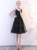 Spaghetti Straps Star Sequins Lace Short Prom Dress Mini Homecoming Dress ARD2749-SheerGirl