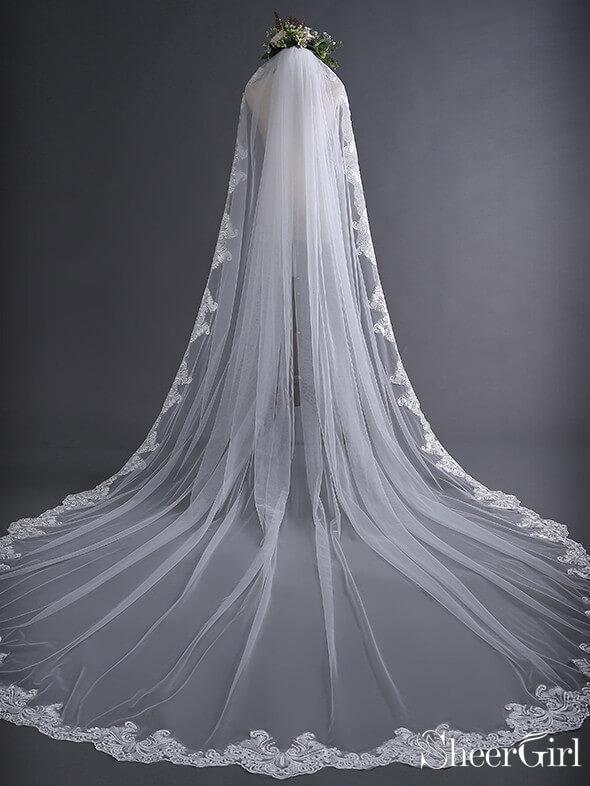 Spanish Veil Mantilla Wedding Veil Cathedral Bride Veil Wide Lace Veil Flower Veil TSDZ026