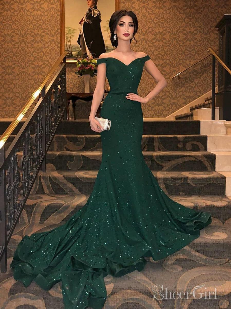 Sparkly Green Mermaid Prom Dresses Chapel Train Junior Dresses ARD2080 Sparkly Green Mermaid Prom Dresses Chapel Train Junior Dresses ARD2080