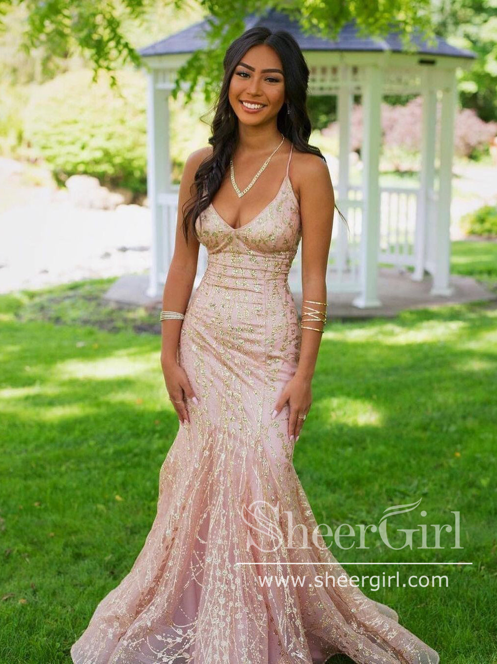 Sparkly Lace V Neck Mermaid Prom Dress Formal Dress Backless Party Dress ARD2769 Sparkly Lace V Neck Mermaid Prom Dress Formal Dress Backless Party Dress ARD2769