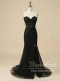 Strapless Black Mermaid Prom Dresses Corset Back Pageant Formal Dress ARD2899-SheerGirl