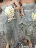 Strapless Bridesmaid Dresses Long Formal Dress With Rhinestone Sash ARD2387-SheerGirl