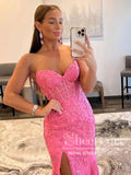 Strapless Hot Pink Mermaid Prom Dresses Corset Back Pageant Formal Dress ARD2899-SheerGirl