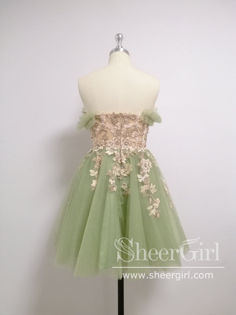 Strapless Light Blue Homecoming Dresses Lace Applique Beaded Formal Dress ARD2420-SheerGirl