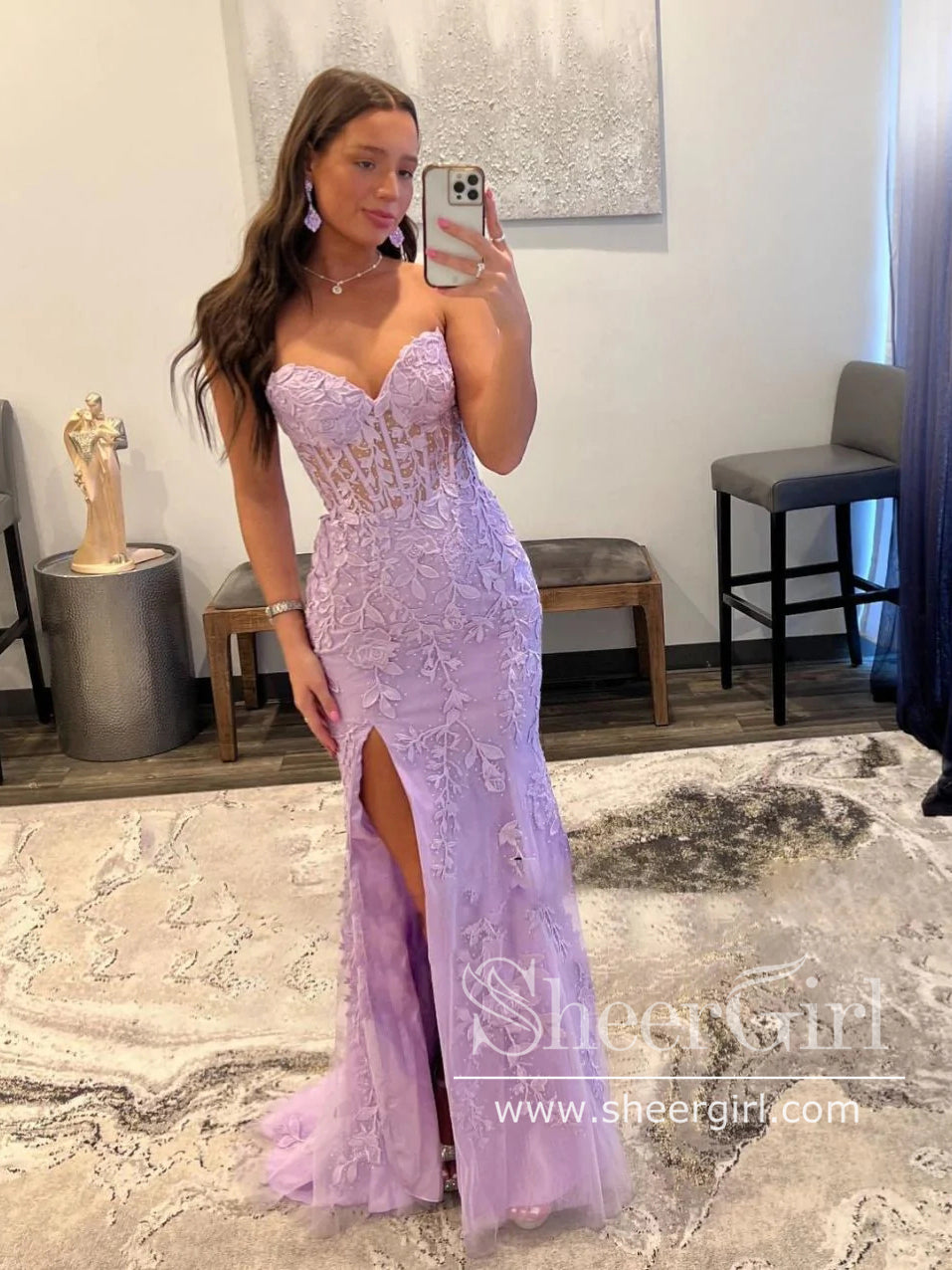 Strapless Lilac Mermaid Prom Dresses Corset Back Pageant Formal Dress ARD2899 Strapless Lilac Mermaid Prom Dresses Corset Back Pageant Formal Dress ARD2899