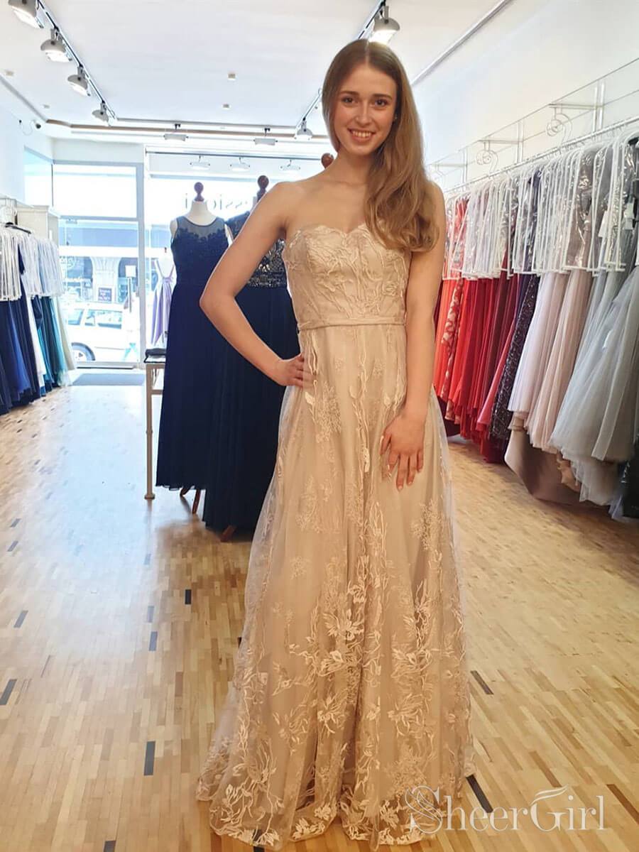 Strapless Prom Dresses Junior Formal Dresses With Lace Applique ARD2102 Strapless Prom Dresses Junior Formal Dresses With Lace Applique ARD2102