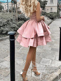 Strapless Simple Short Homecoming Dress Satin Prom Dress ARD2773-SheerGirl
