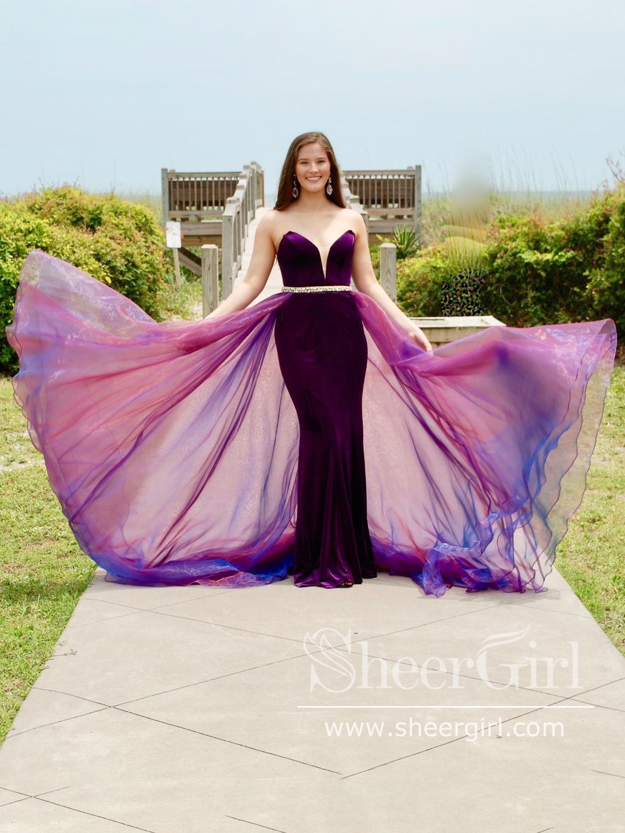 velvet purple prom dress Portia and Scarlett PS23672 Long Strapless Velvet Prom Dress The Dress Outlet