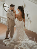 Stunning Lace Sweetheart Neck Mermaid Wedding Gown Sheath Boho Wedding Dress AWD1942-SheerGirl