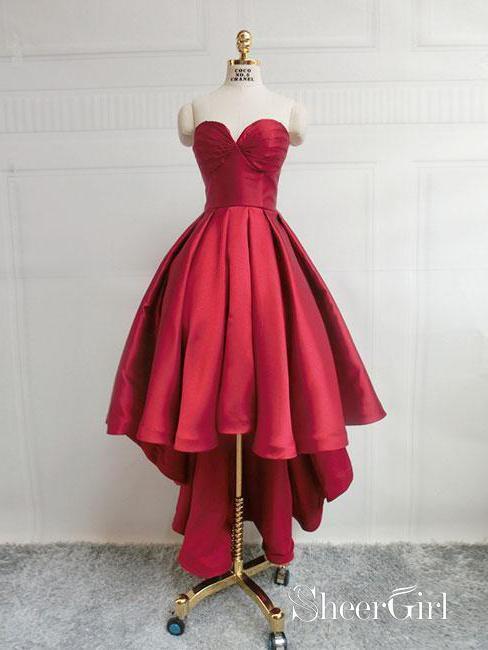 Sweetheart Neck Burgundy High Low Prom Dresses Sweet 16 with Corset Back ARD1076 Sweetheart Neck Burgundy High Low Prom Dresses Sweet 16 with Corset Back ARD1076