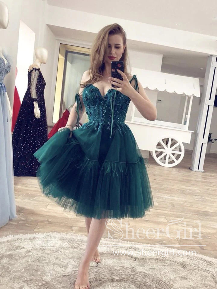 Sweetheart Neck Corset Beaded Bodice Homecoming Dress with Feather ARD –  SheerGirl