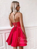 Sweetheart Neck Simple Short Homecoming Dress Corset Back Prom Dress ARD2762-SheerGirl