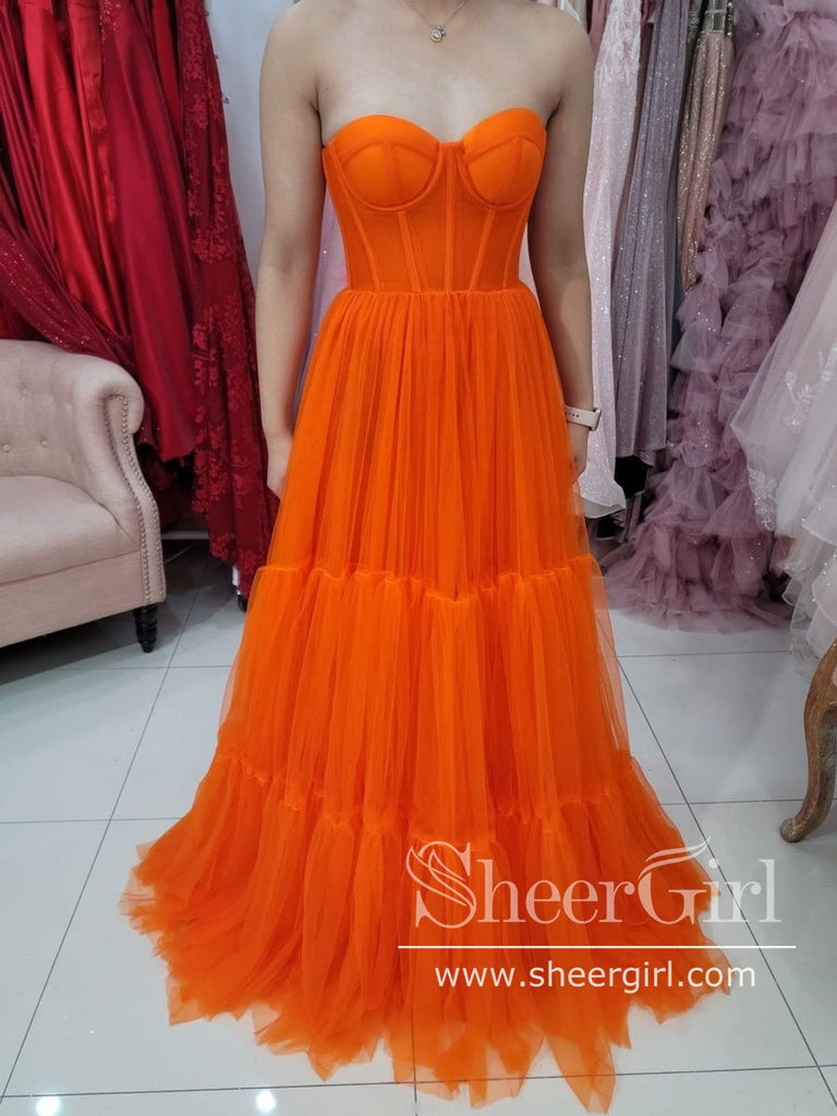 Sweetheart Neckline Strapless Tulle Dress Corset Bodice Prom Dress ARD2668-SheerGirl