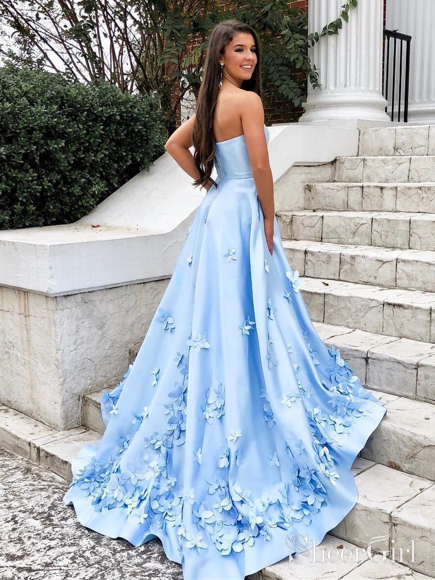 blue by atlas prom dresses Sweetheart Sky Blue Long Prom Dresses with 3D Floral Applique ARD1986