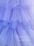 Turquoise Strapless Ruffle Tulle High Low Ball Gown Tiered Simple Prom Dress ARD2881-SheerGirl